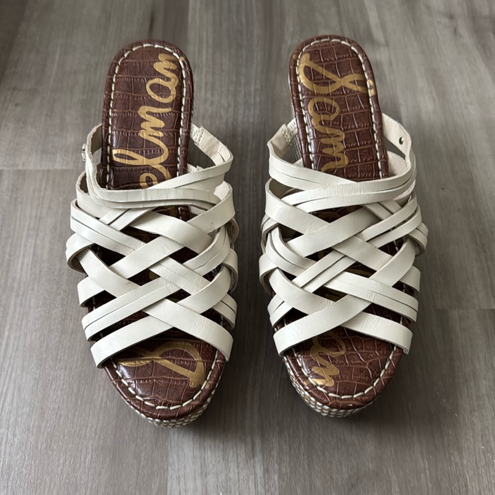 Sam Edelman Wedge Platform Sandals Beige, Size 7 1/2